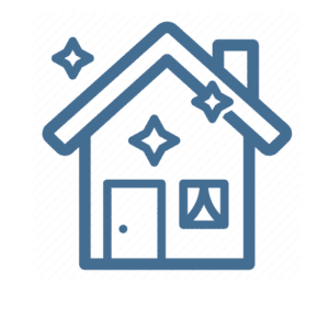 A house icon in blue color and no background