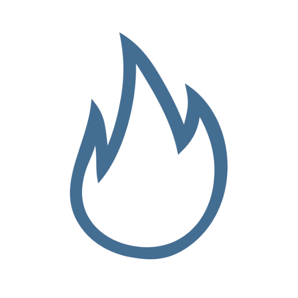 A blue color fire sign with no background